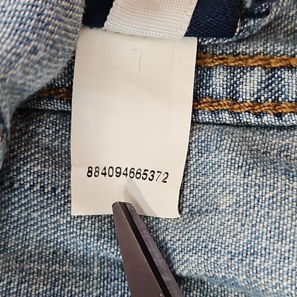 Chaps Denim Shacket Women's L Metal Logo Buttons Vintage EUC 4 Pockets Jacket - Picture 10 of 16